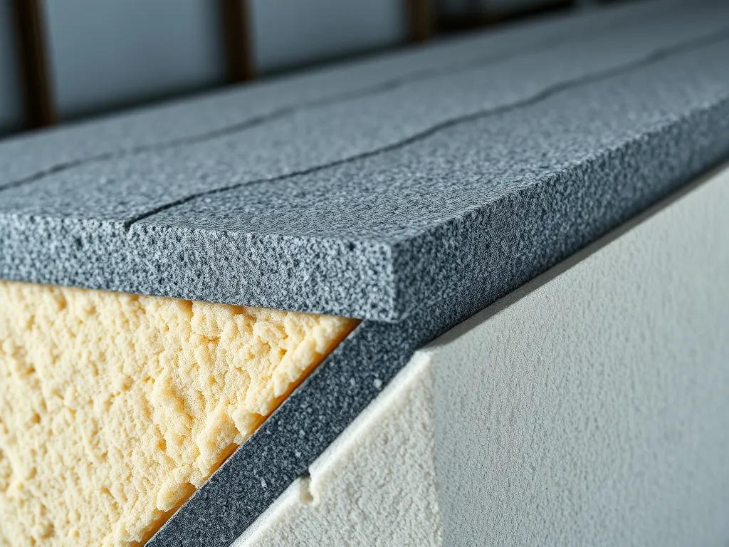 Close-up cross-section of modern building wall insulation la