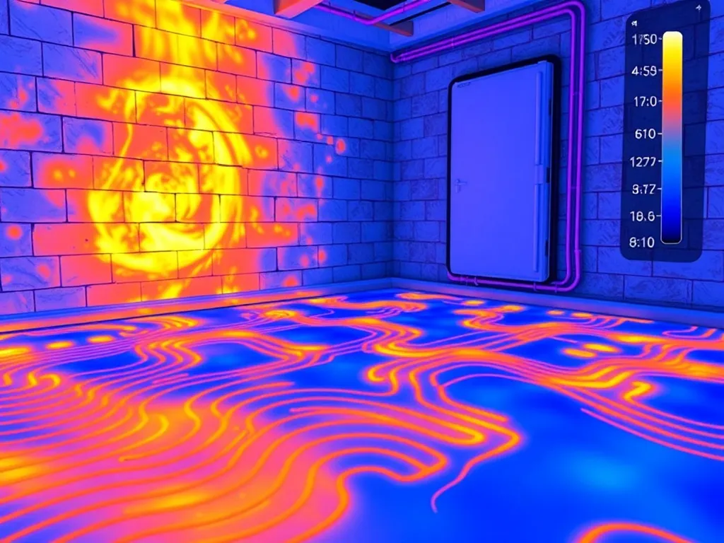 Thermal imaging camera shot of a floor heating system instal